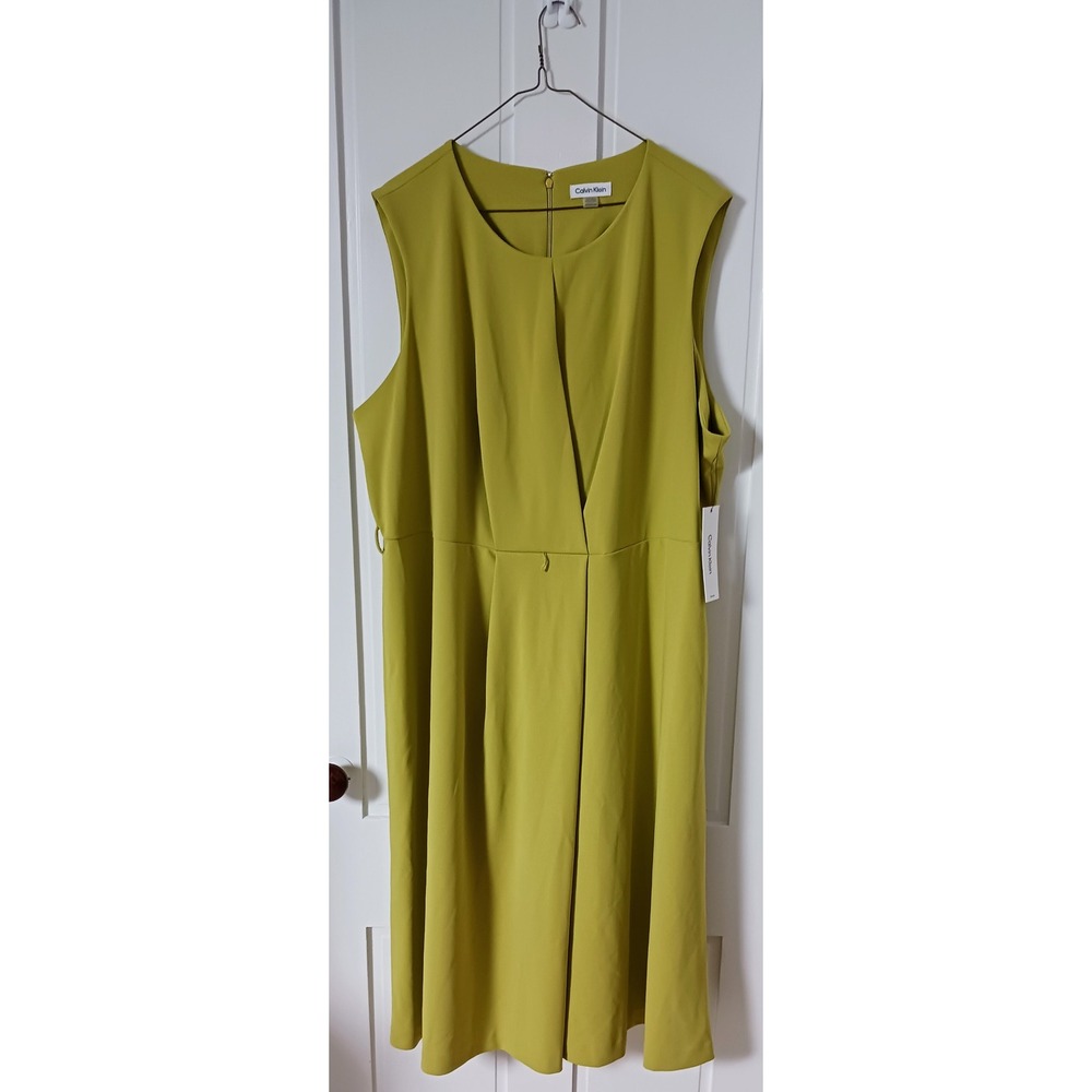 Calvin Klein Lime Green Sleeveless Calf Length Shift Dress Plus Size 22W